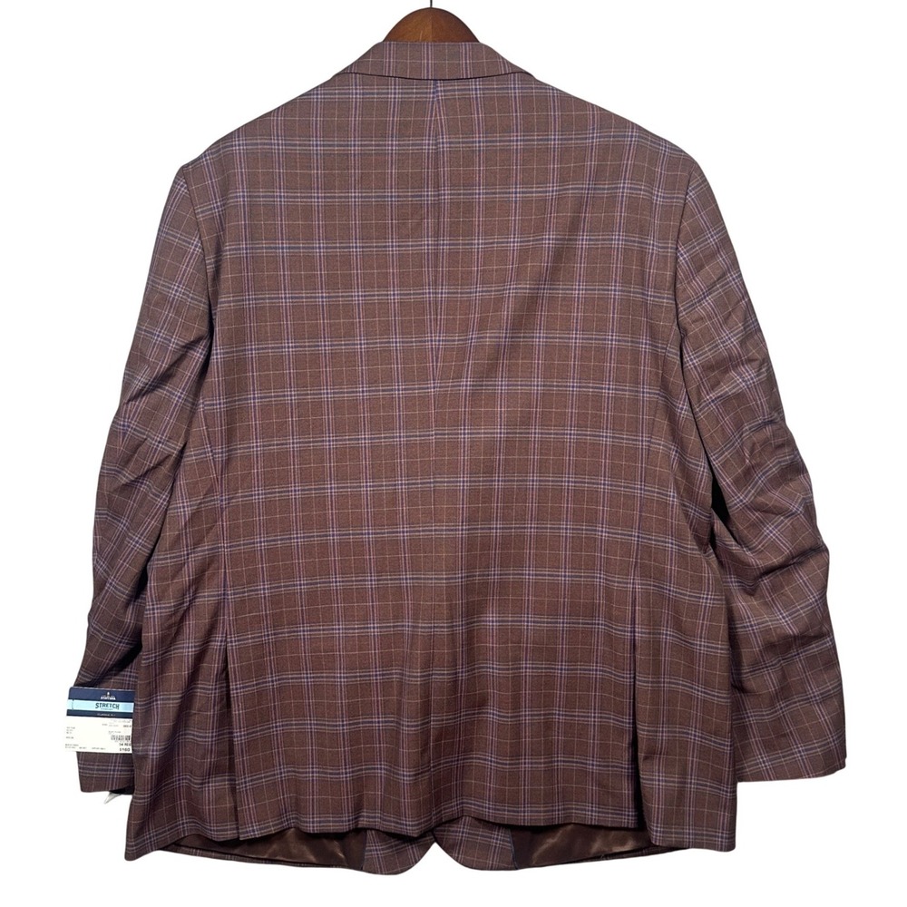 Stafford Sport Coat Mens 54R Rust Plaid New Stretch Classic Fit Blazer NWT - Picture 3 of 8